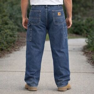 Carhartt Mens Loose Fit Carpenter Jeans Denim Dark Wash B13 DST 41x32